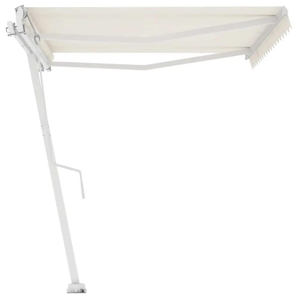 Retractable Freestanding Awning Aluminium Outdoor Shade 400x300cm Cream Weather Resistant with Remote Control and Hand Crank
