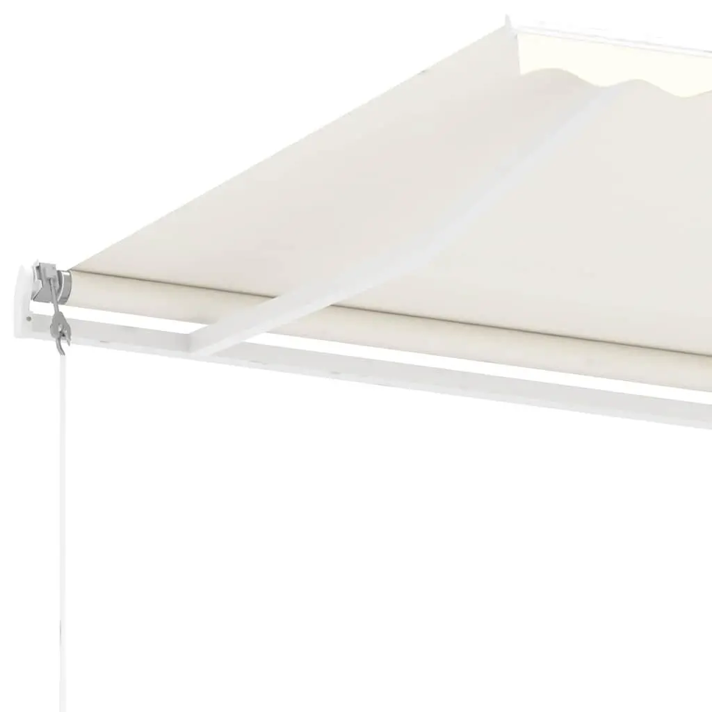 Retractable Freestanding Awning Aluminium Outdoor Shade 400x300cm Cream Weather Resistant with Remote Control and Hand Crank