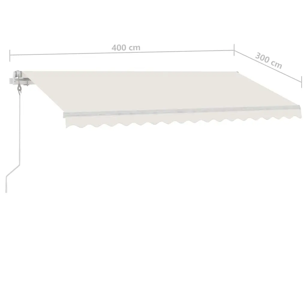 Retractable Freestanding Awning Aluminium Outdoor Shade 400x300cm Cream Weather Resistant with Remote Control and Hand Crank