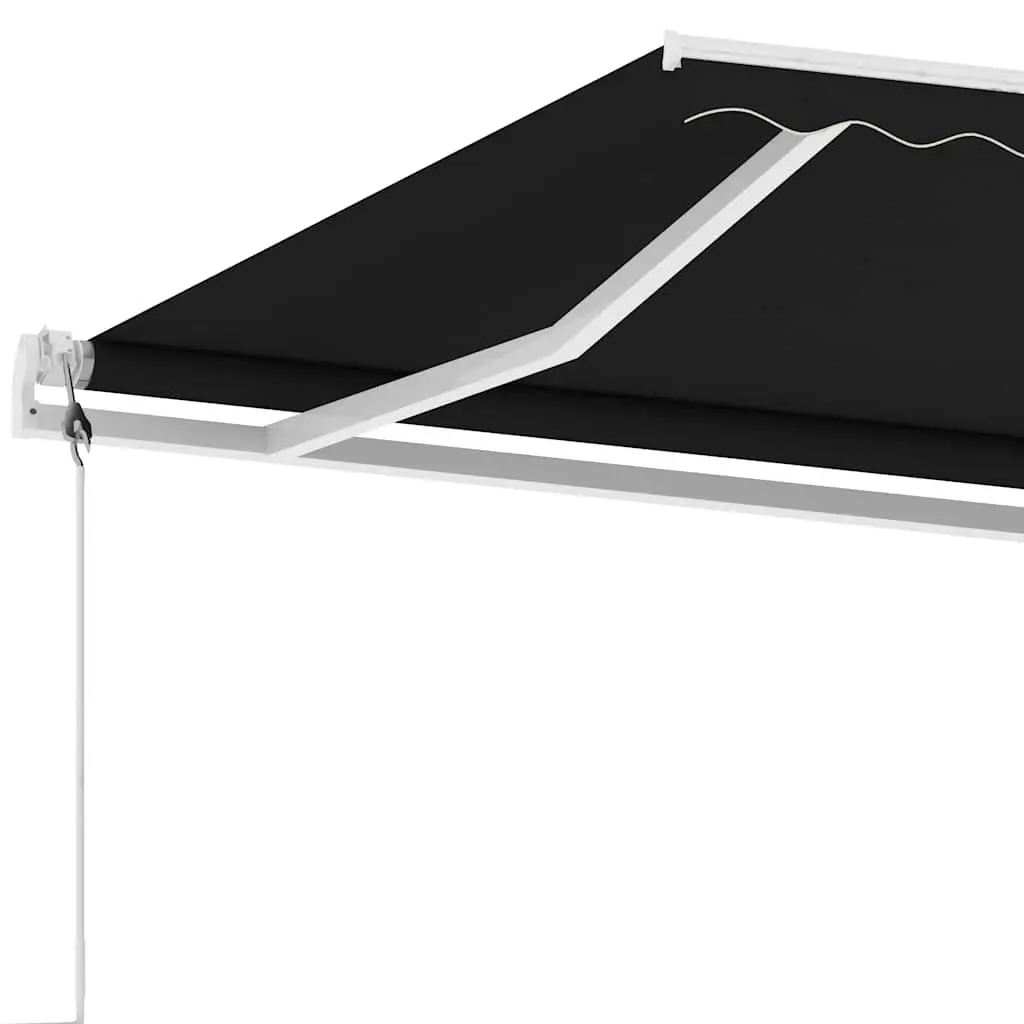 Freestanding Retractable Awning Anthracite 450x300cm Aluminium Frame High-Density Polyester Outdoor Patio Shade