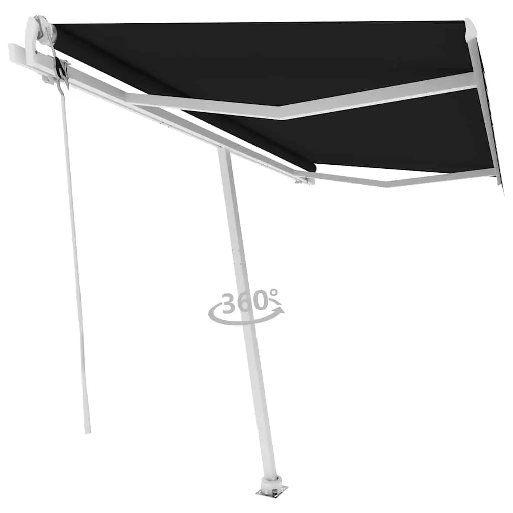 Freestanding Retractable Awning Anthracite 450x300cm Aluminium Frame High-Density Polyester Outdoor Patio Shade
