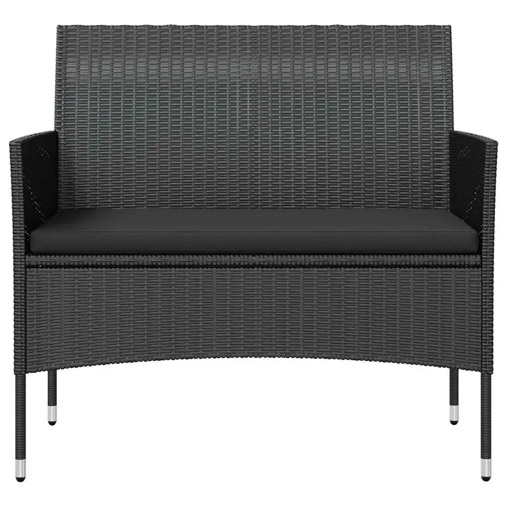 Outdoor Lounge Set Poly Rattan Furniture 8 Piece Black with Cushions