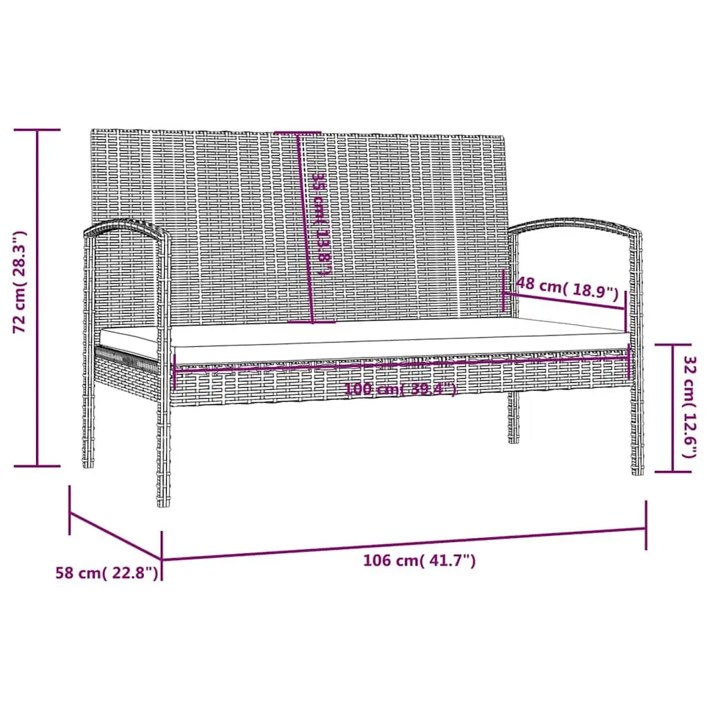 Garden Lounge Set Poly Rattan 8 Piece Outdoor Furniture Patio Sofa with Cushions Black