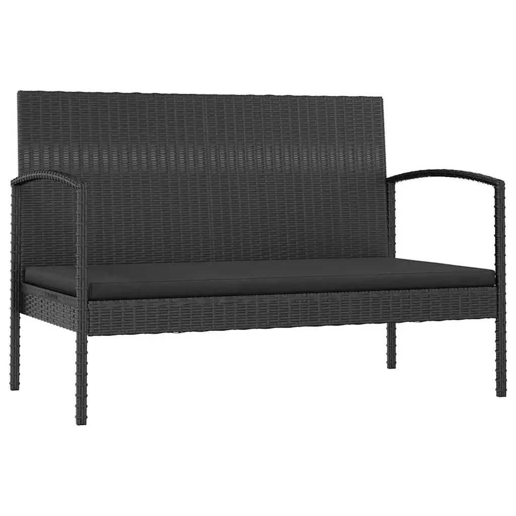 Garden Lounge Set Poly Rattan 8 Piece Outdoor Furniture Patio Sofa with Cushions Black