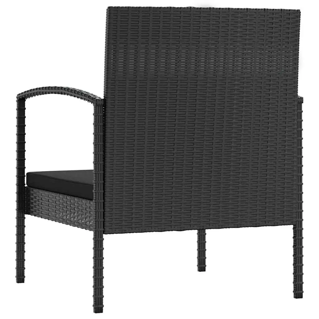 16 Piece Outdoor Furniture Set PE Rattan Steel Frame Cushions Black