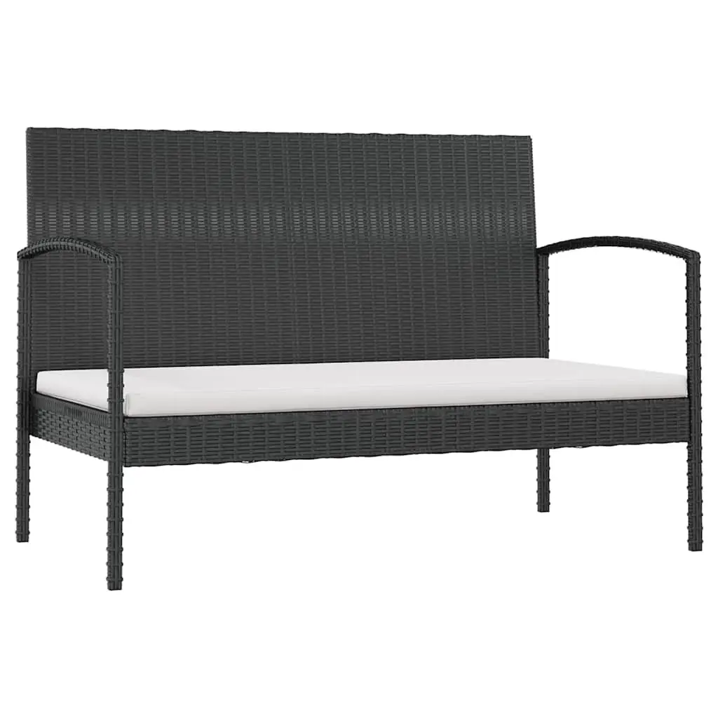 Garden Lounge Set 8 Piece Powder-coated Steel PE Rattan Black