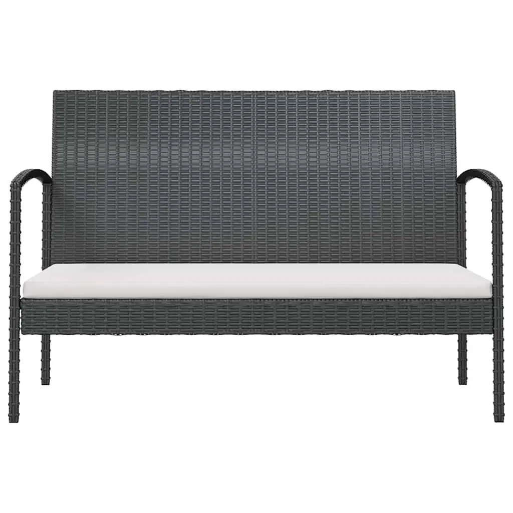 Garden Lounge Set 8 Piece Powder-coated Steel PE Rattan Black