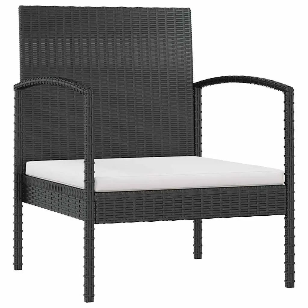 Garden Lounge Set 8 Piece Powder-coated Steel PE Rattan Black