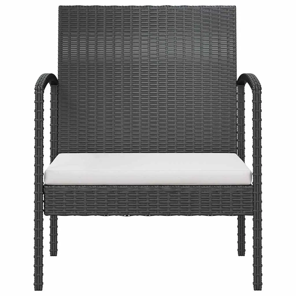 Garden Lounge Set 8 Piece Powder-coated Steel PE Rattan Black