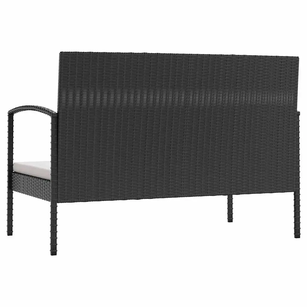Garden Lounge Set 8 Piece Powder-coated Steel PE Rattan Black