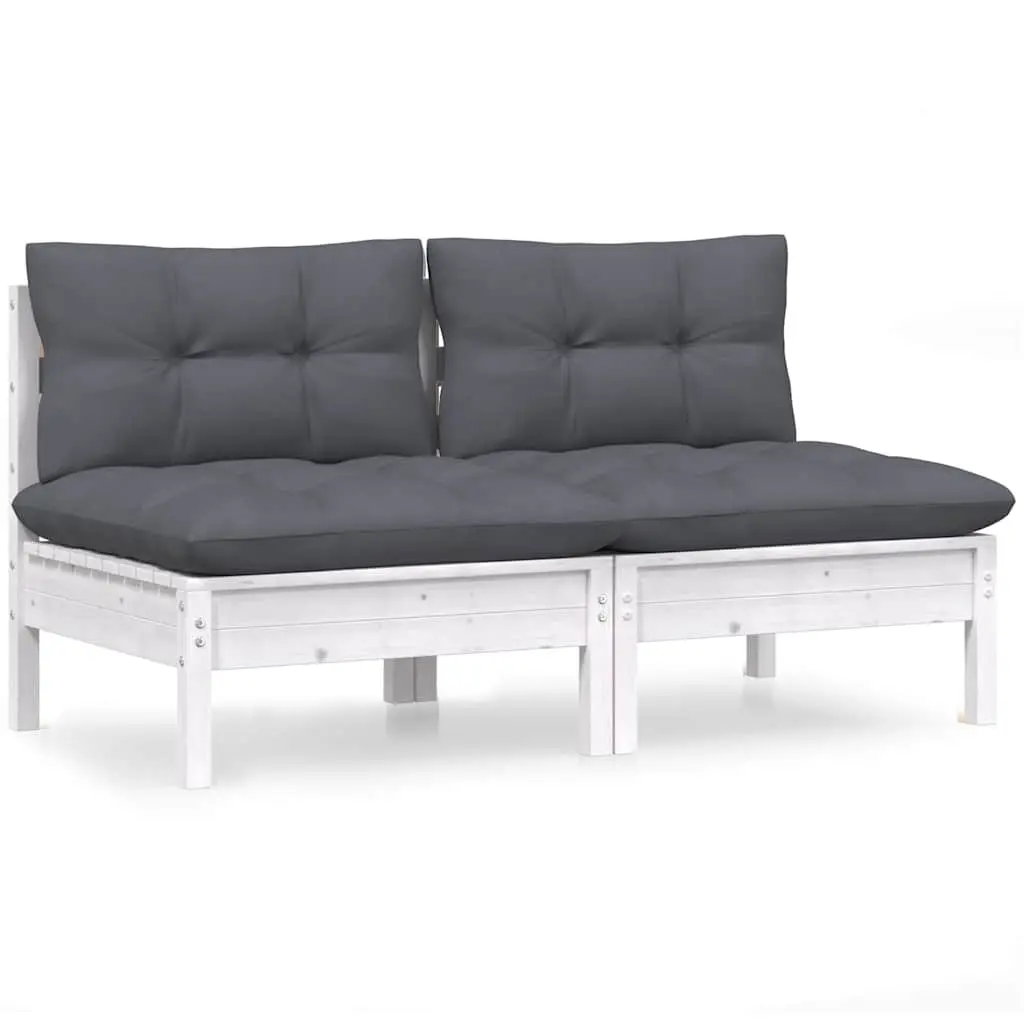 Garden Sofa Modular Outdoor Seating White Solid Pinewood 2-Seater Patio Lounge Chair