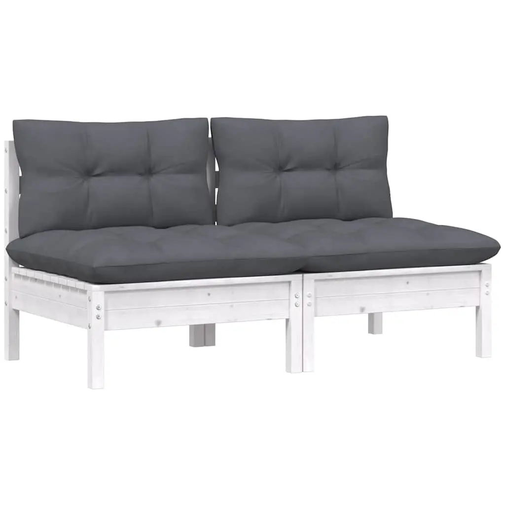 Garden Sofa Modular Outdoor Seating White Solid Pinewood 2-Seater Patio Lounge Chair
