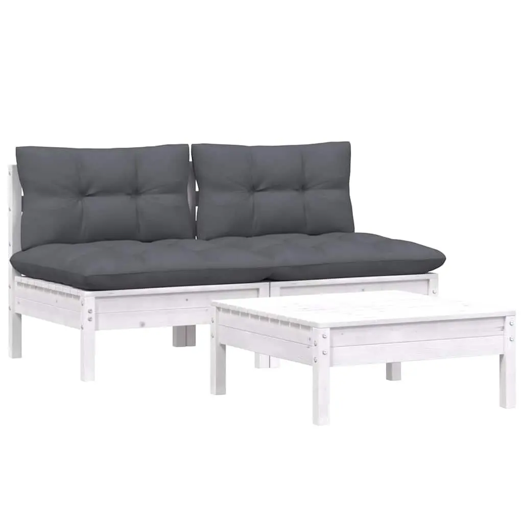 Garden Lounge Set 3 Piece Outdoor Patio Furniture Pinewood Modular Sectional