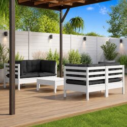 Ideal Lounge Set for Your Patio: 5 Piece White Modular Design