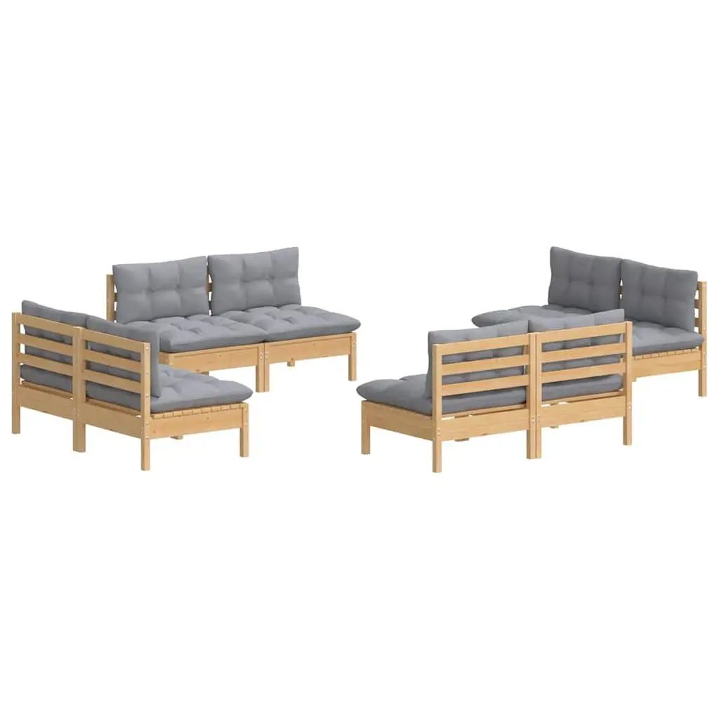Garden Lounge Set 8 Piece Outdoor Patio Furniture Grey Cushions Modular