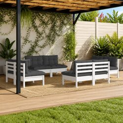 Garden Lounge Set 8 Piece Outdoor Patio Furniture White Modular Lounge Seating
