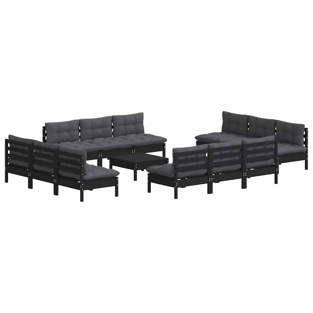 Garden Lounge Set 13 Piece Outdoor Patio Furniture with Cushions Pinewood
