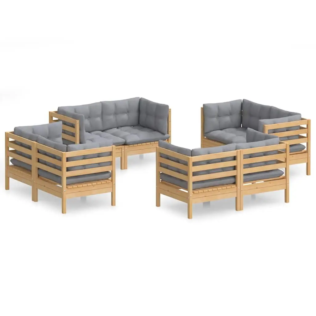 Garden Lounge Set 8 Piece Modular Outdoor Patio Furniture with Grey Cushions