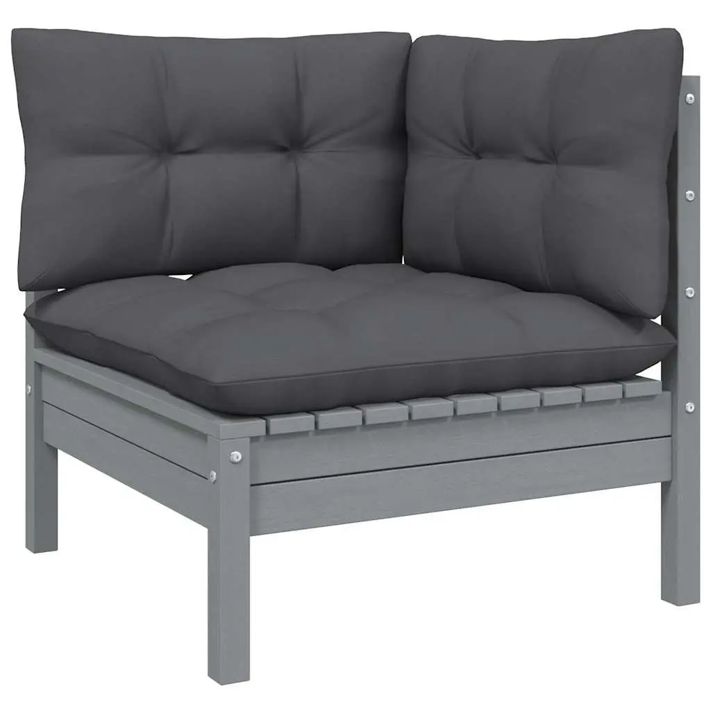 Garden Lounge Set 8 Piece Outdoor Patio Furniture Pinewood Grey Cushions Modular