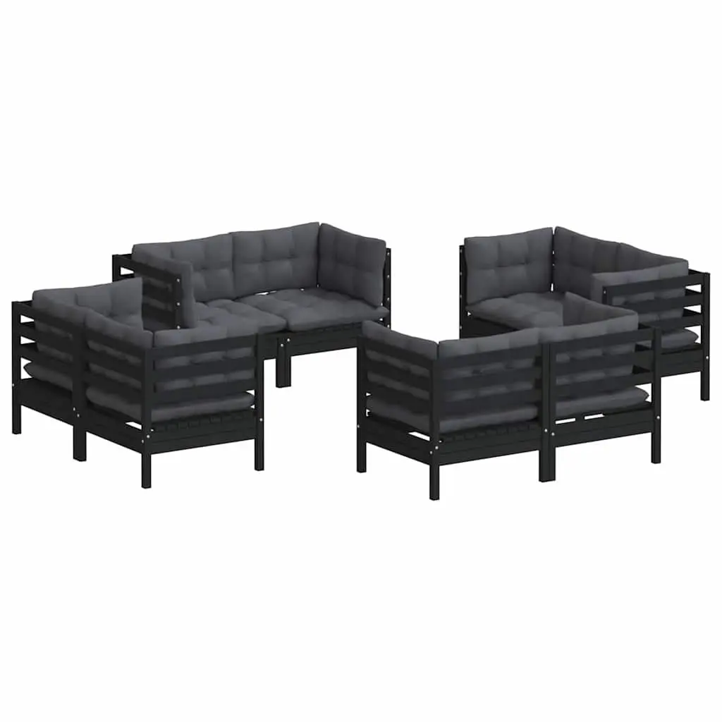 Garden Lounge Set 8 Piece Outdoor Patio Furniture Modular Pinewood with Cushions