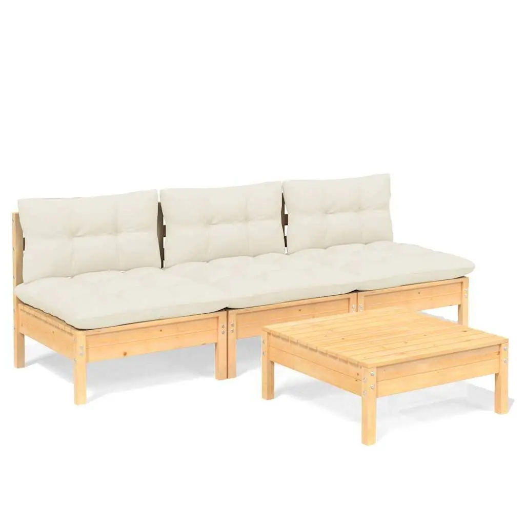 Garden Lounge Set 4 Piece Outdoor Patio Furniture Sectional with Cushions