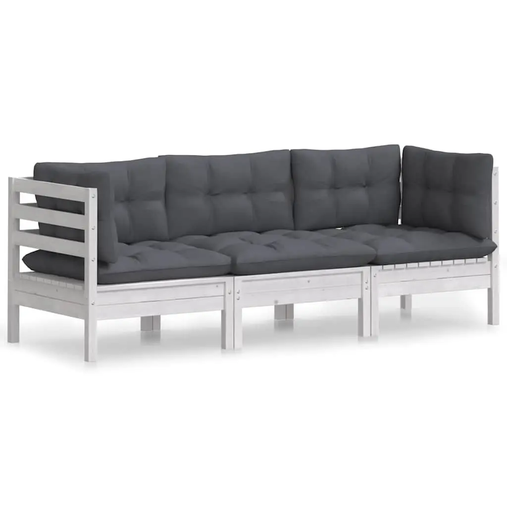 3-Seater Garden Sofa Outdoor Patio Lounge Seat Relaxation Furniture White Frame