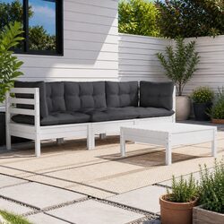 Comfortable 4-Piece White Garden Lounge Set