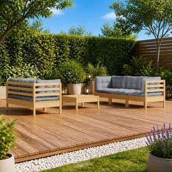Garden Lounge Set 6 Piece Outdoor Patio Furniture with Cushions Pinewood Grey