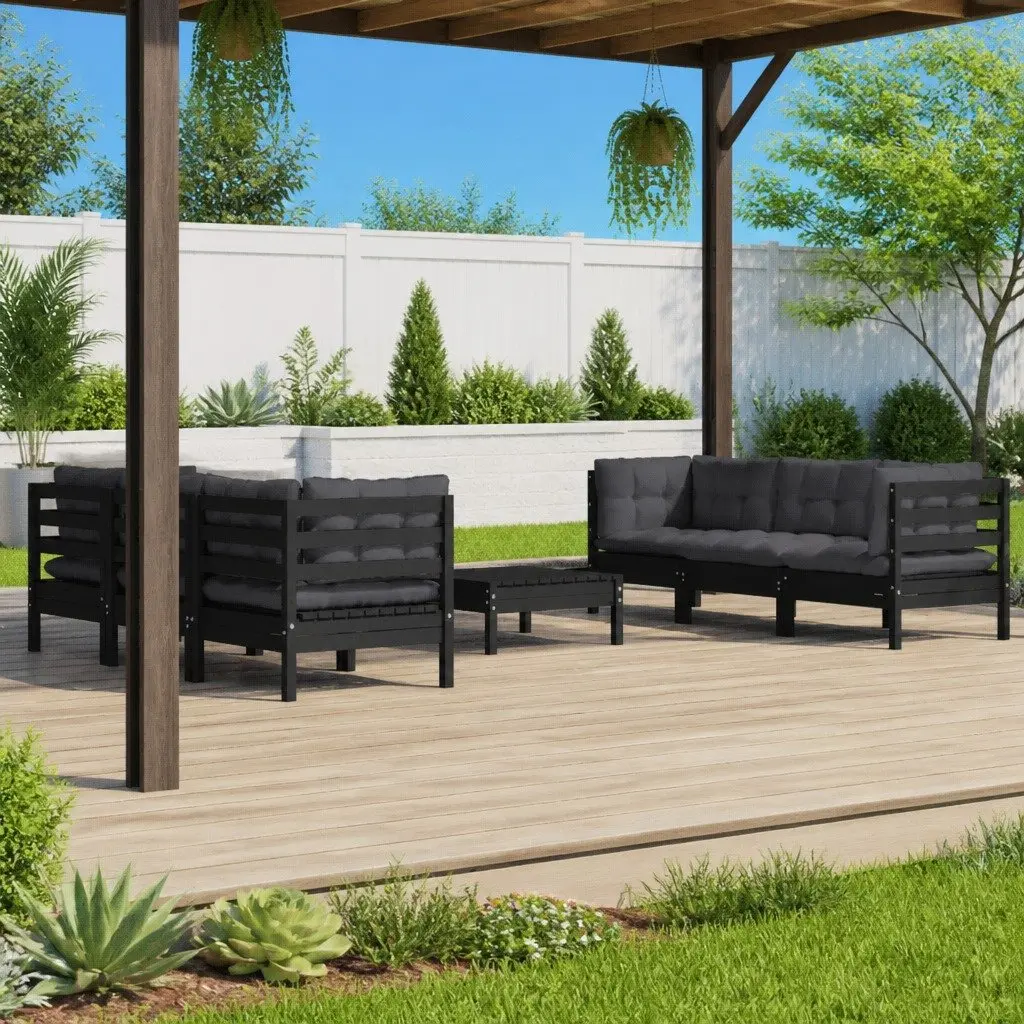 Garden Lounge Set 7 Piece Outdoor Patio Furniture Pinewood with Cushions