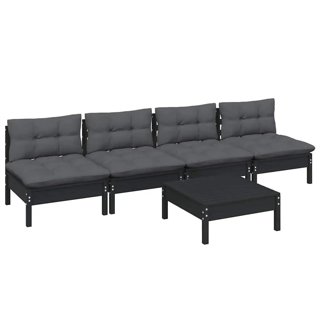 5 Piece Garden Lounge Set Solid Pinewood with Anthracite Cushions