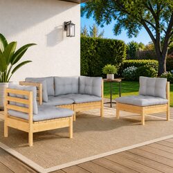 Practical 4 Piece Lounge Set for Cozy Outdoor Gatherings