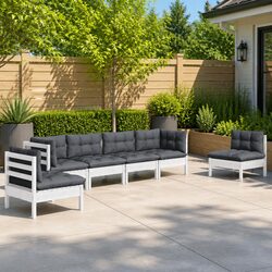 Versatile 6 Piece White Patio Lounge Set