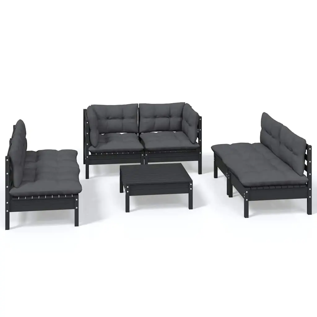 Garden Lounge Set 7 Piece Outdoor Furniture Patio Sofa with Cushions Black
