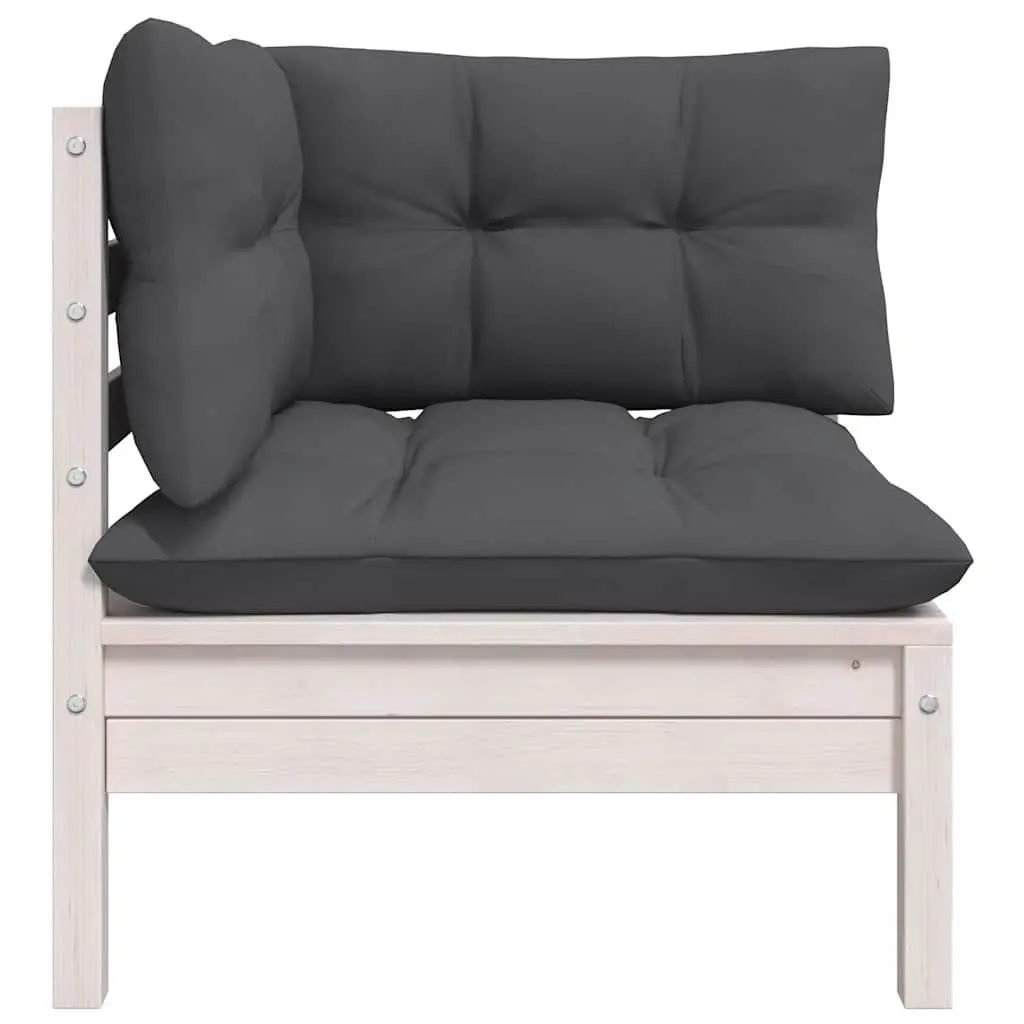 8 Piece Modular Garden Lounge Set Solid Pinewood Construction White with Cushions