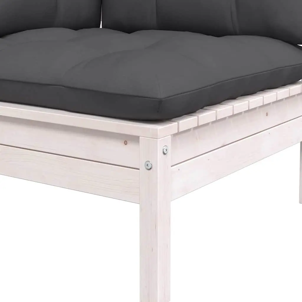 8 Piece Modular Garden Lounge Set Solid Pinewood Construction White with Cushions
