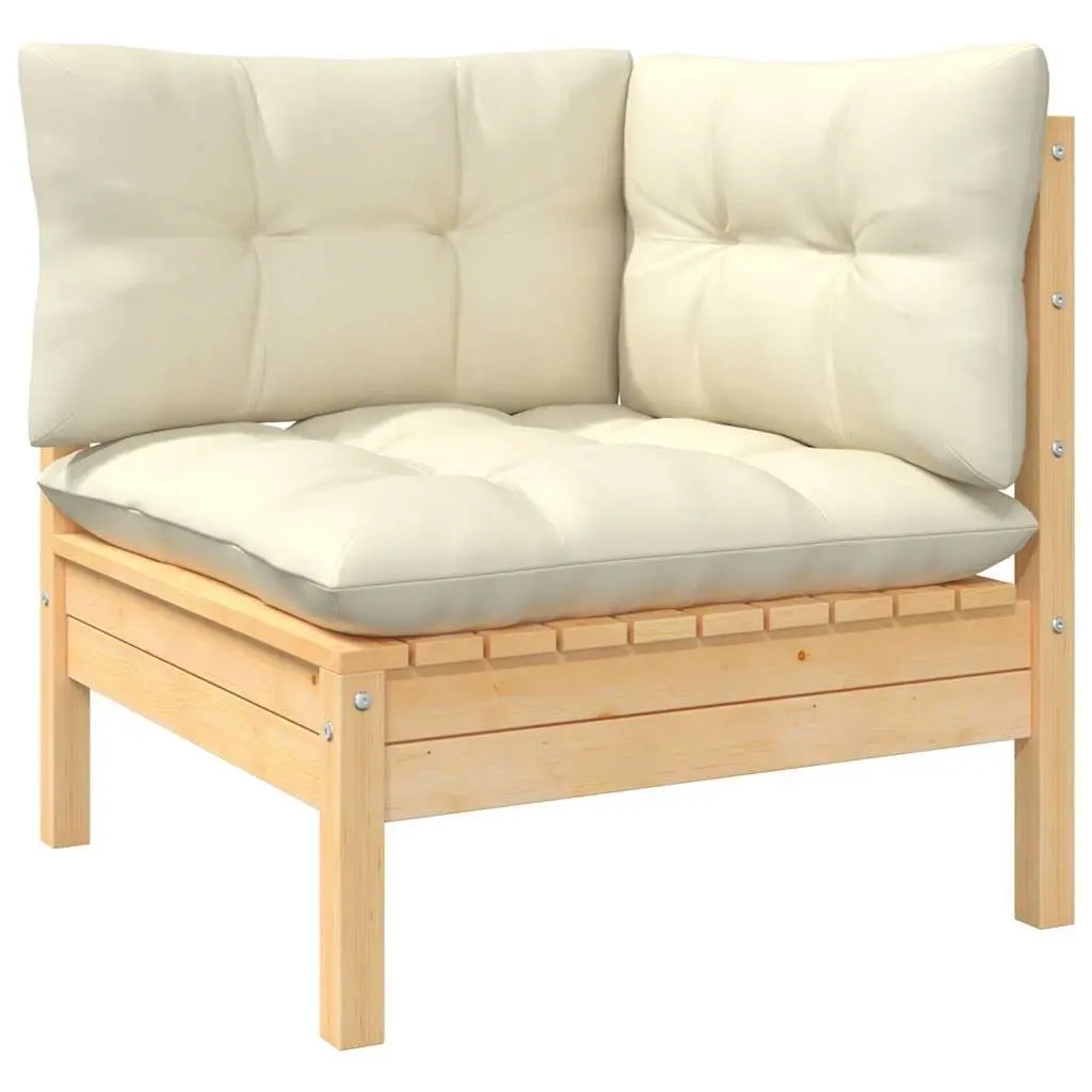 Garden Lounge Set 8 Piece Outdoor Patio Furniture Modular Pinewood Cream