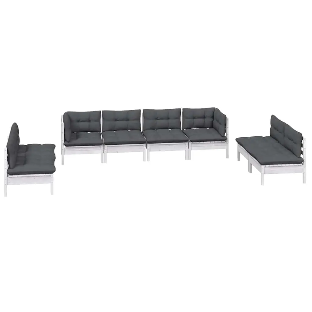 Garden Lounge Set 8 Piece Outdoor Patio Furniture with Cushions Modular White