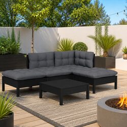 Practical Black Pinewood Lounge Set for Outdoor Use