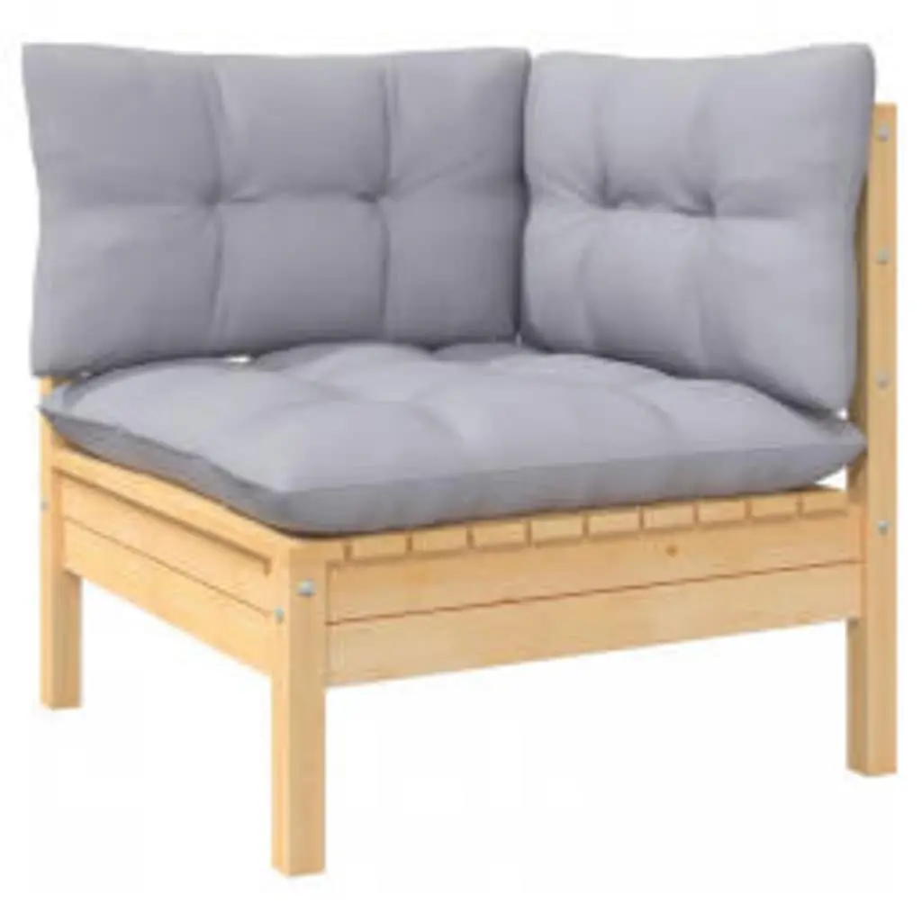 Garden Lounge Set Wooden Patio Furniture 4 Piece Grey Cushions Outdoor Seating