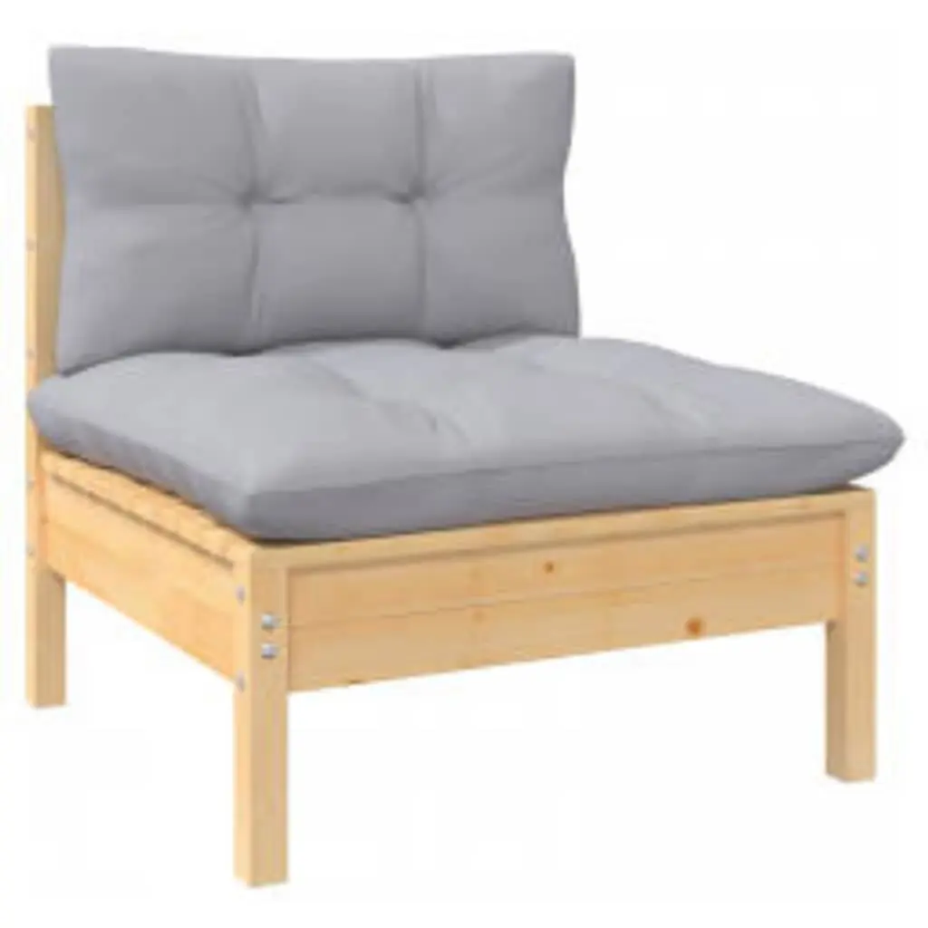 Garden Lounge Set Wooden Patio Furniture 4 Piece Grey Cushions Outdoor Seating
