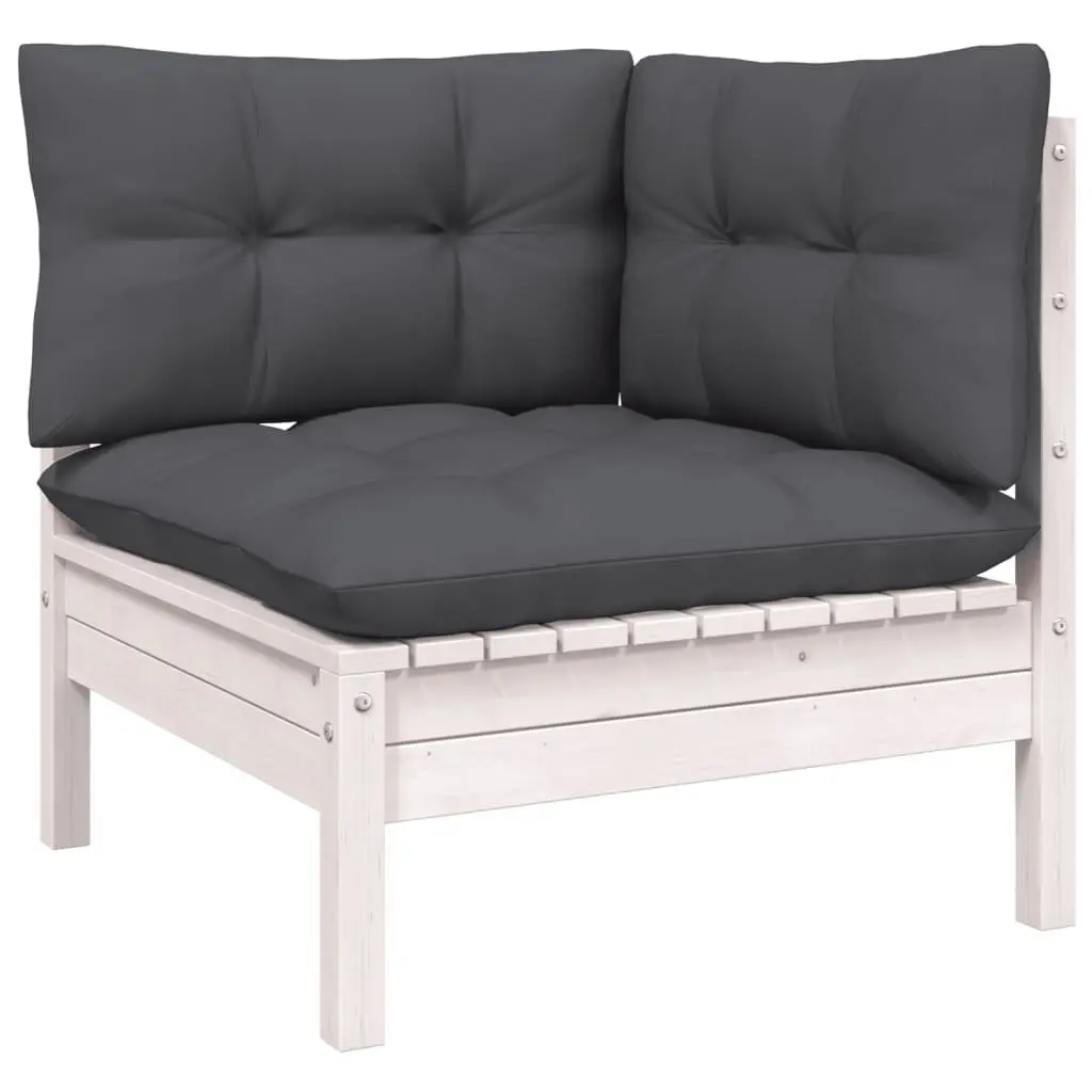 Garden Lounge Set 5 Piece White Outdoor Furniture Patio with Cushions Modular