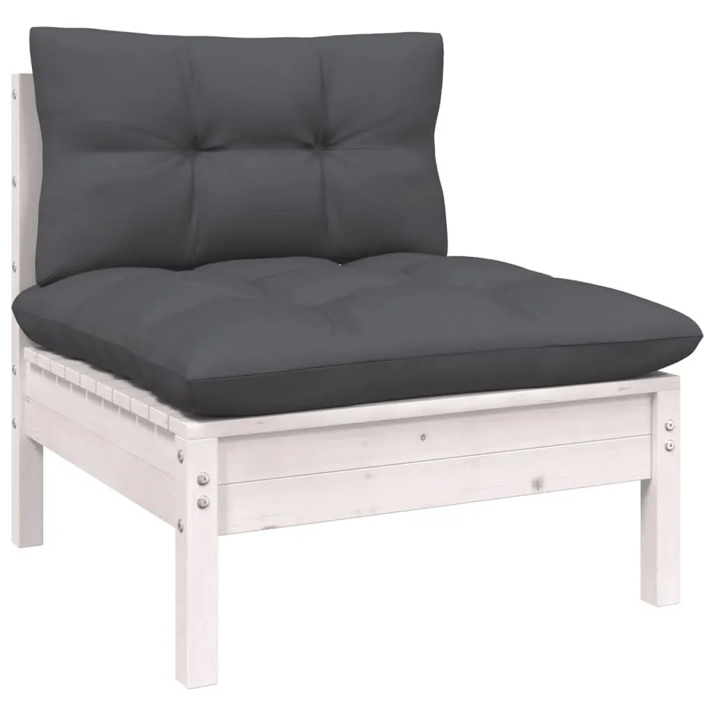 Garden Lounge Set 5 Piece White Outdoor Furniture Patio with Cushions Modular