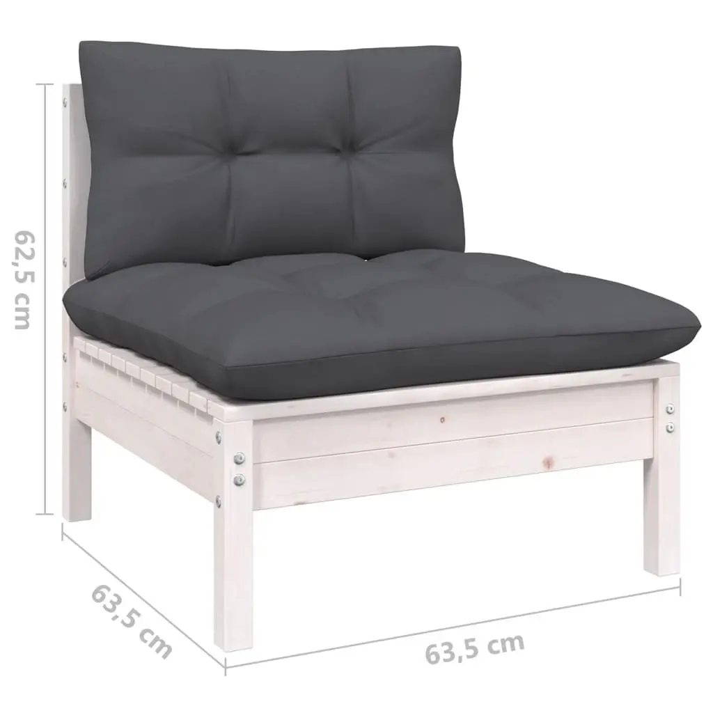 Garden Lounge Set 5 Piece White Outdoor Furniture Patio with Cushions Modular