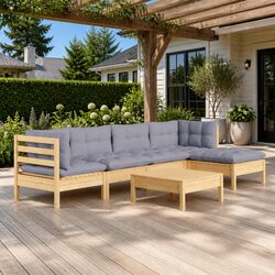 Practical 6 Piece Wooden Lounge Set for Your Patio