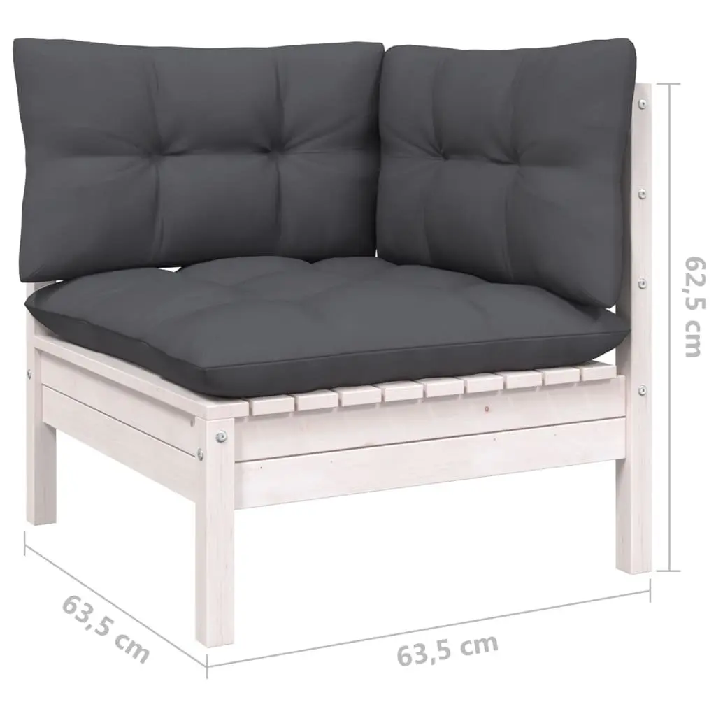 Garden Lounge Set 6 Piece Outdoor Patio Furniture White Pinewood with Cushions