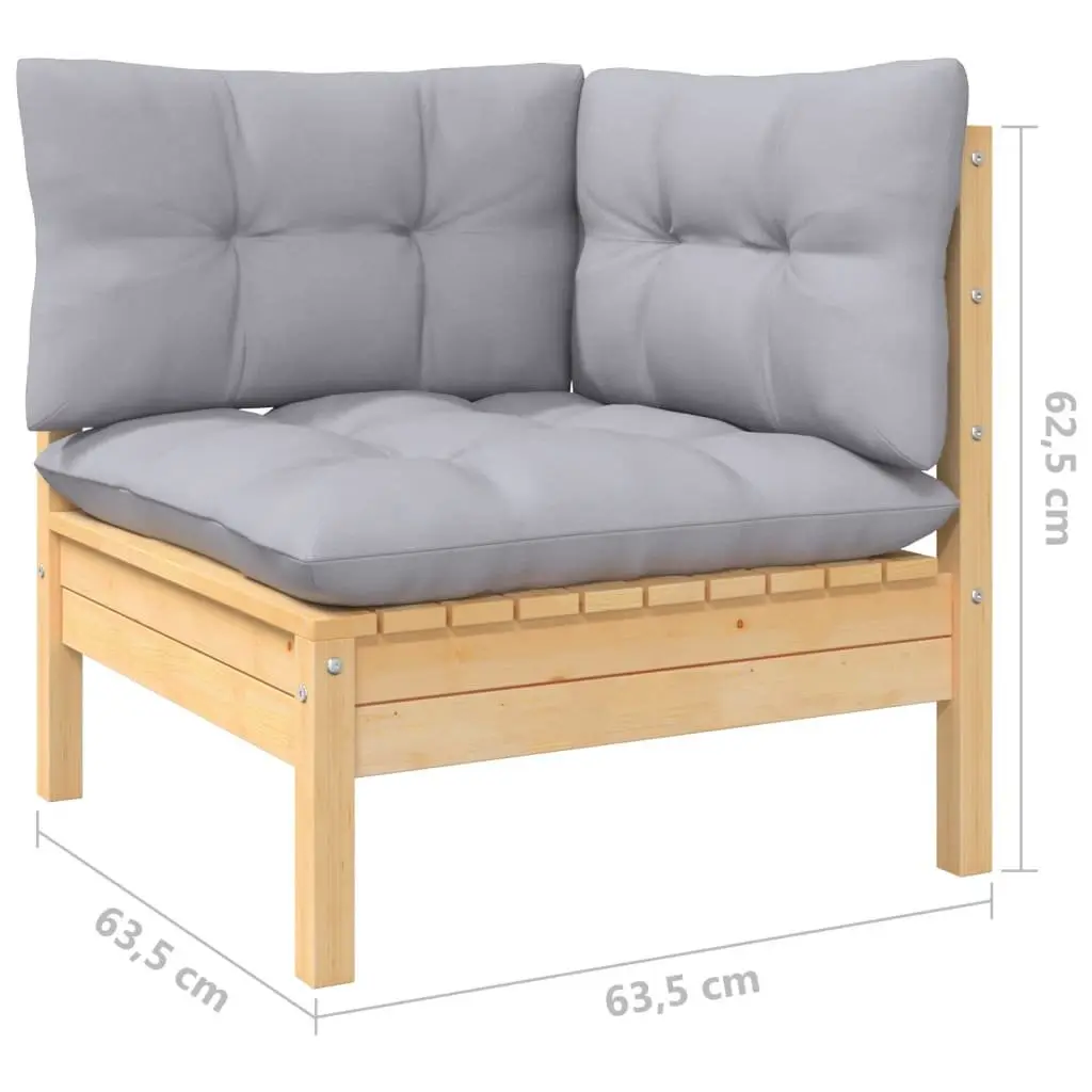 Garden Lounge Set 5 Piece Wooden Patio Furniture Grey Cushions Outdoor Seating