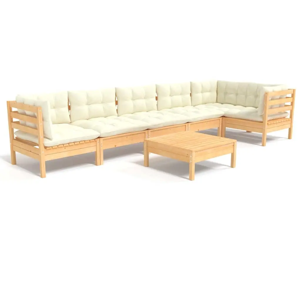 7-Piece Pinewood Garden Lounge Set