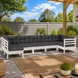 Practical 7-Piece Wooden Lounge Set for Your Patio