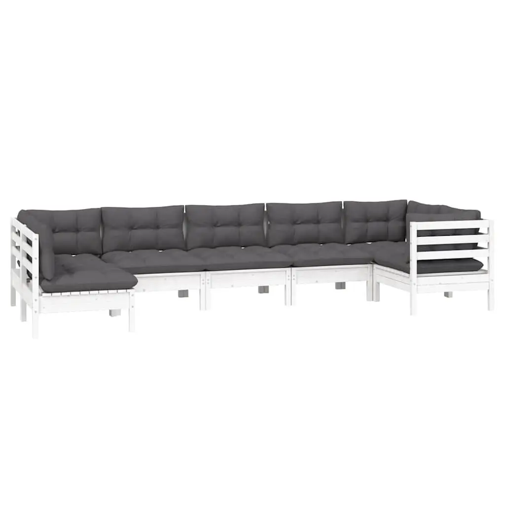 Wooden Garden Lounge Set 7 Piece Outdoor Furniture Patio Seating with Cushions