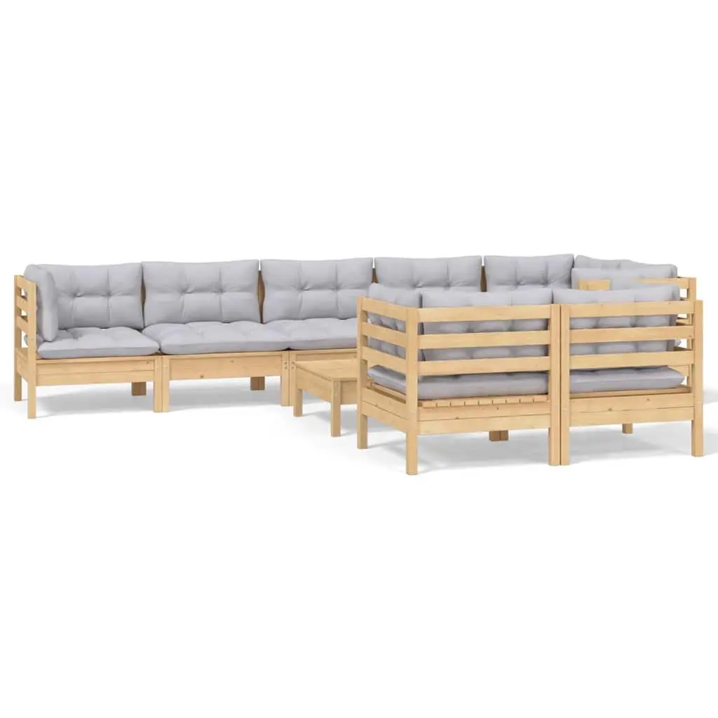 Garden Lounge Set 9 Piece Outdoor Furniture Patio Seating Grey Cushions Modular